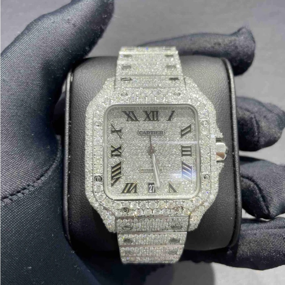 Cartier Silver Luxury Watch with Diamond Embellishments